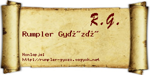 Rumpler Győző névjegykártya